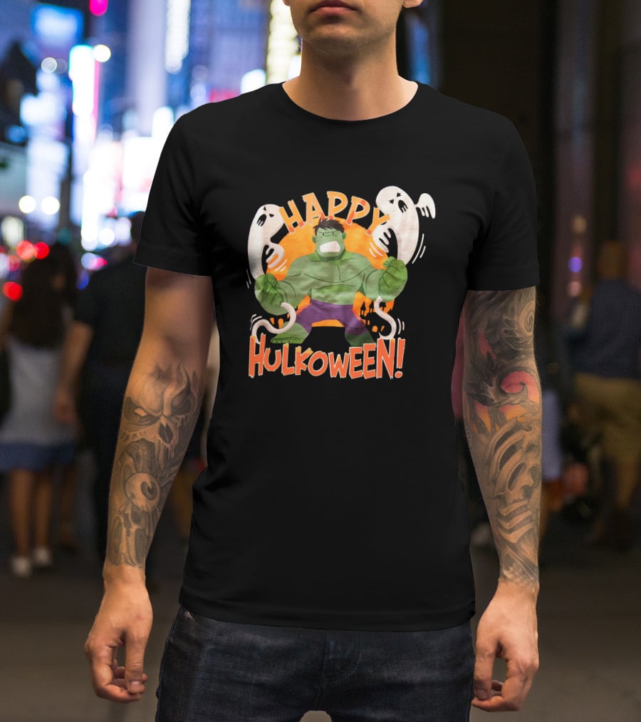 Happy Hulkoween Incredible Hulk Halloween Ghosts And Pumpkins T-Shirt