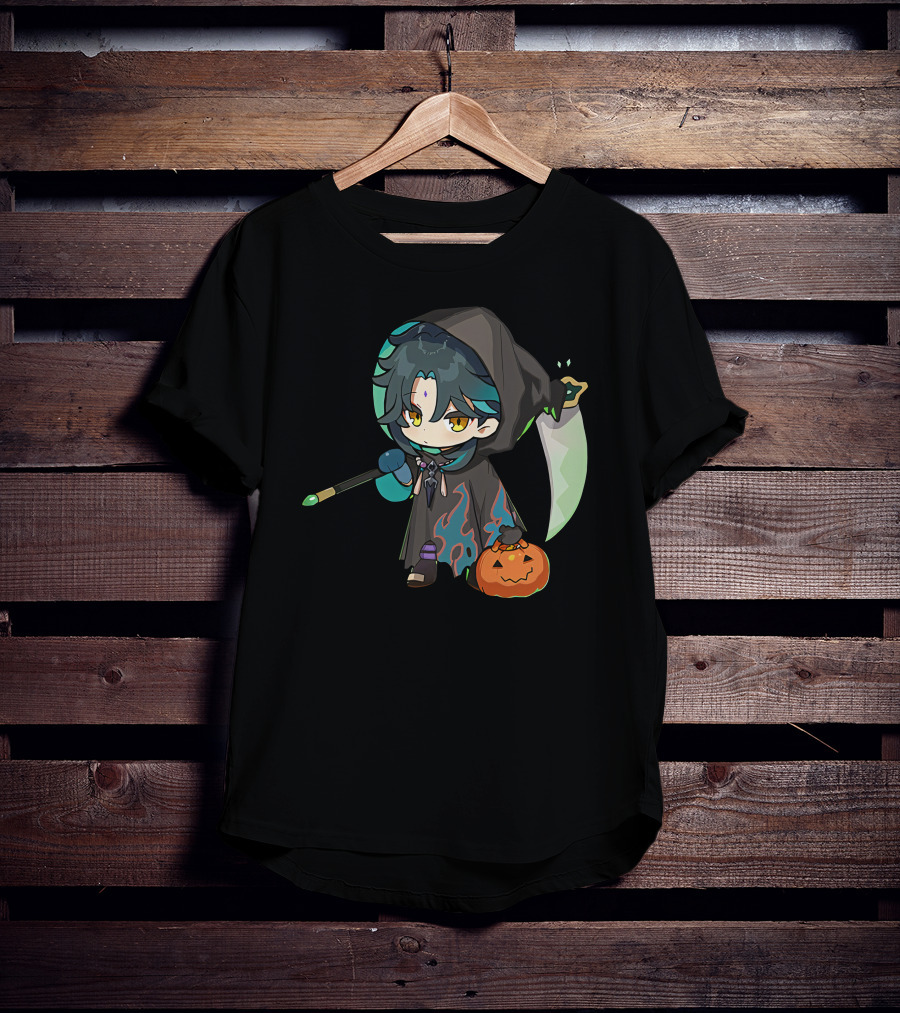 Happy Halloween Genshin Impact Xiao Pumpkin Lantern Ghost Hood T-Shirt