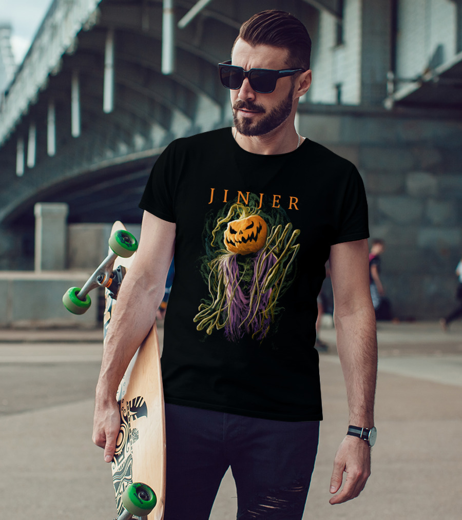Jinjer Spooky Pumpkin Scarecrow Straw Halloween T-Shirt