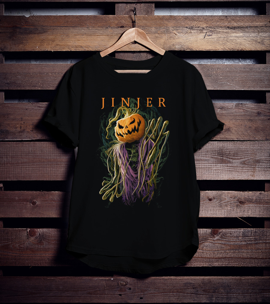 Jinjer Spooky Pumpkin Scarecrow Straw Halloween T-Shirt