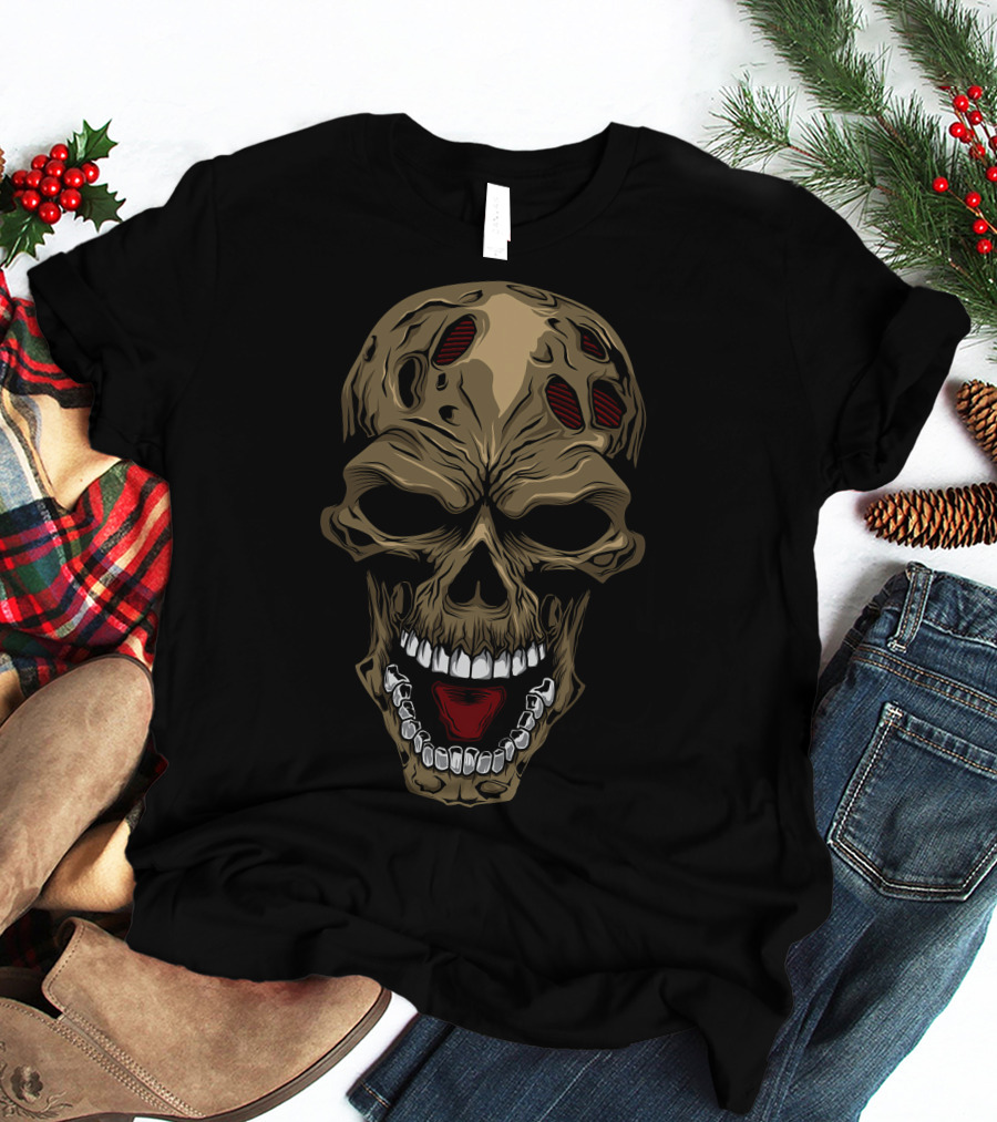 Skull Zombie Mask Halloween T-Shirt
