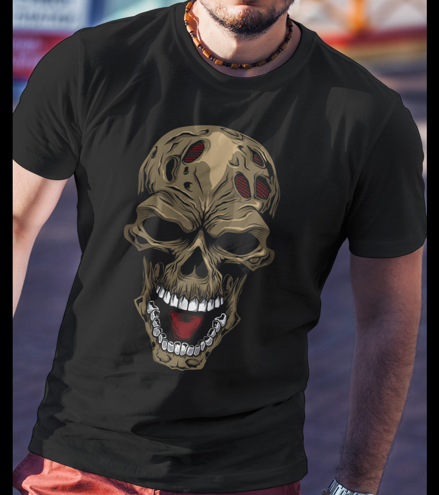 Skull Zombie Mask Halloween T-Shirt