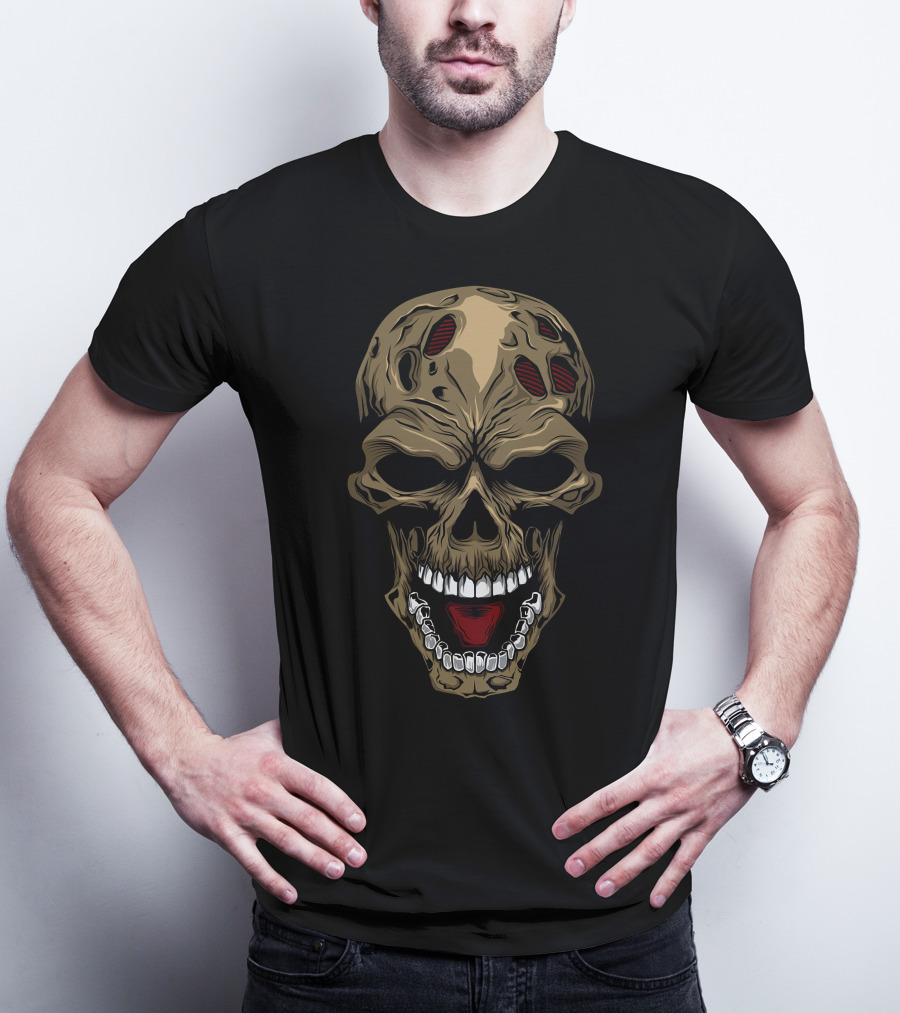 Skull Zombie Mask Halloween T-Shirt