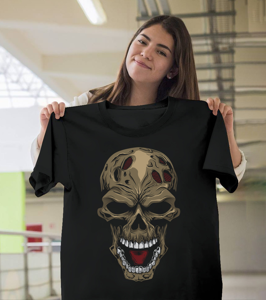 Skull Zombie Mask Halloween T-Shirt