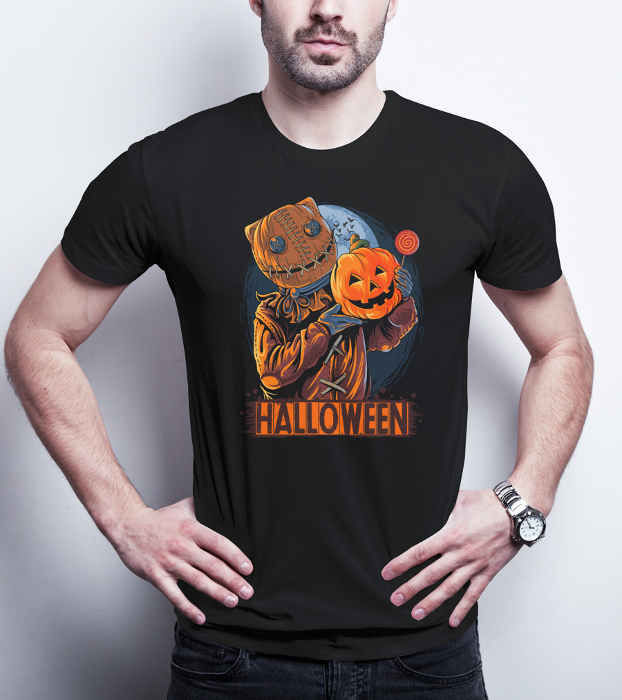 Halloween Pumpkin Mask Lollipop Moon T-Shirt