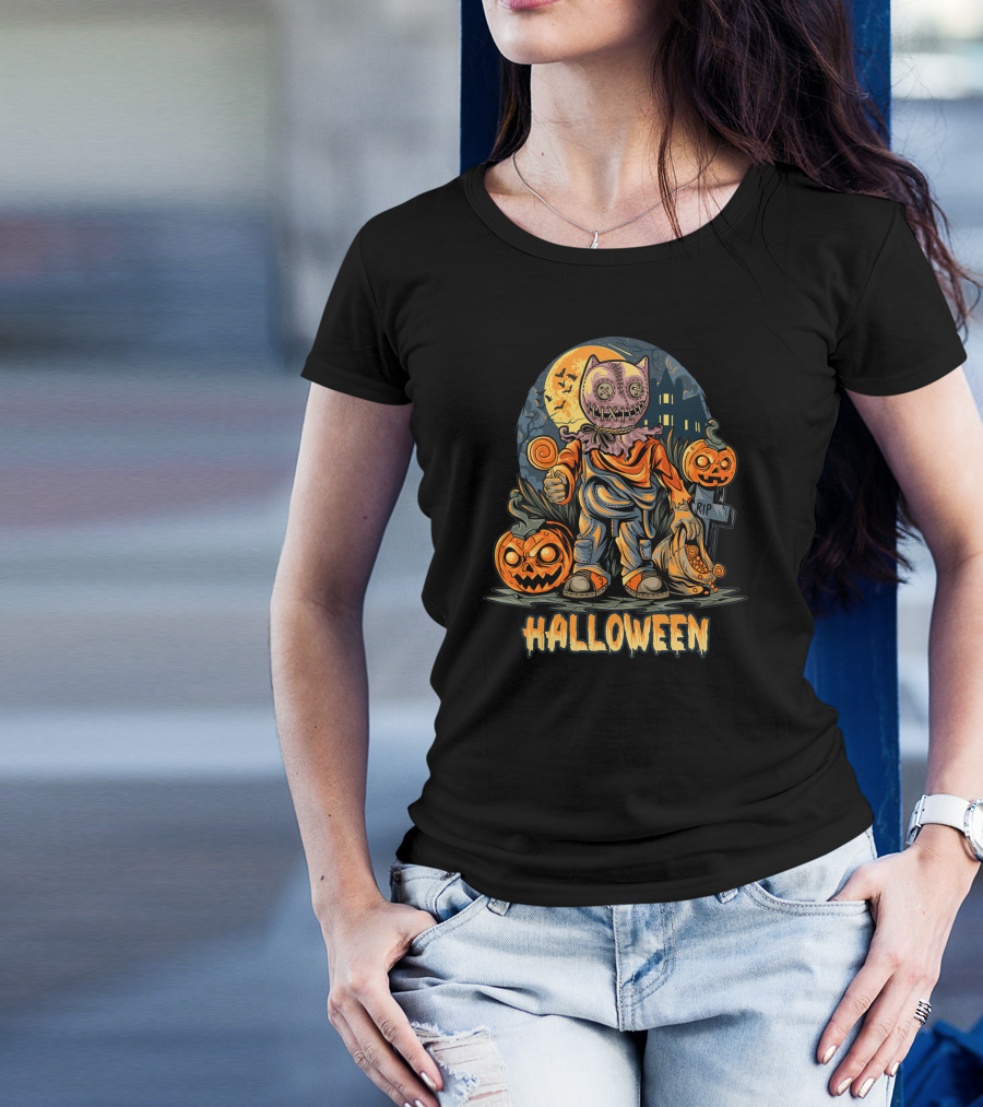 Halloween Pumpkin Trick Or Treat Scary Costume T-Shirt