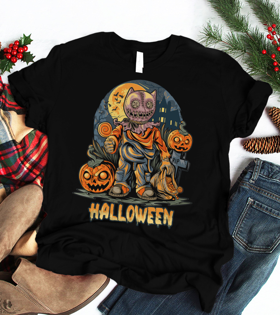 Halloween Pumpkin Trick Or Treat Scary Costume T-Shirt