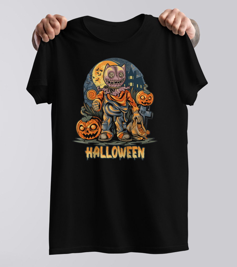 Halloween Pumpkin Trick Or Treat Scary Costume T-Shirt