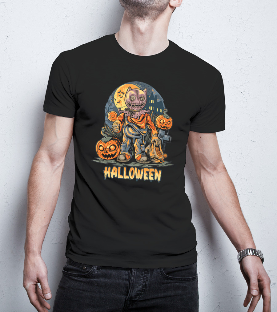 Halloween Pumpkin Trick Or Treat Scary Costume T-Shirt