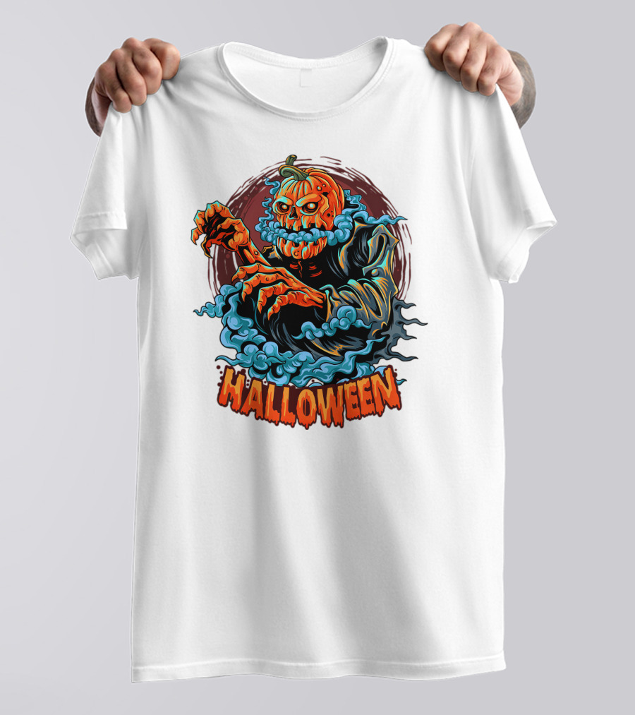 Halloween Pumpkin-Headed Zombie With Ghoulish Aura T-Shirt