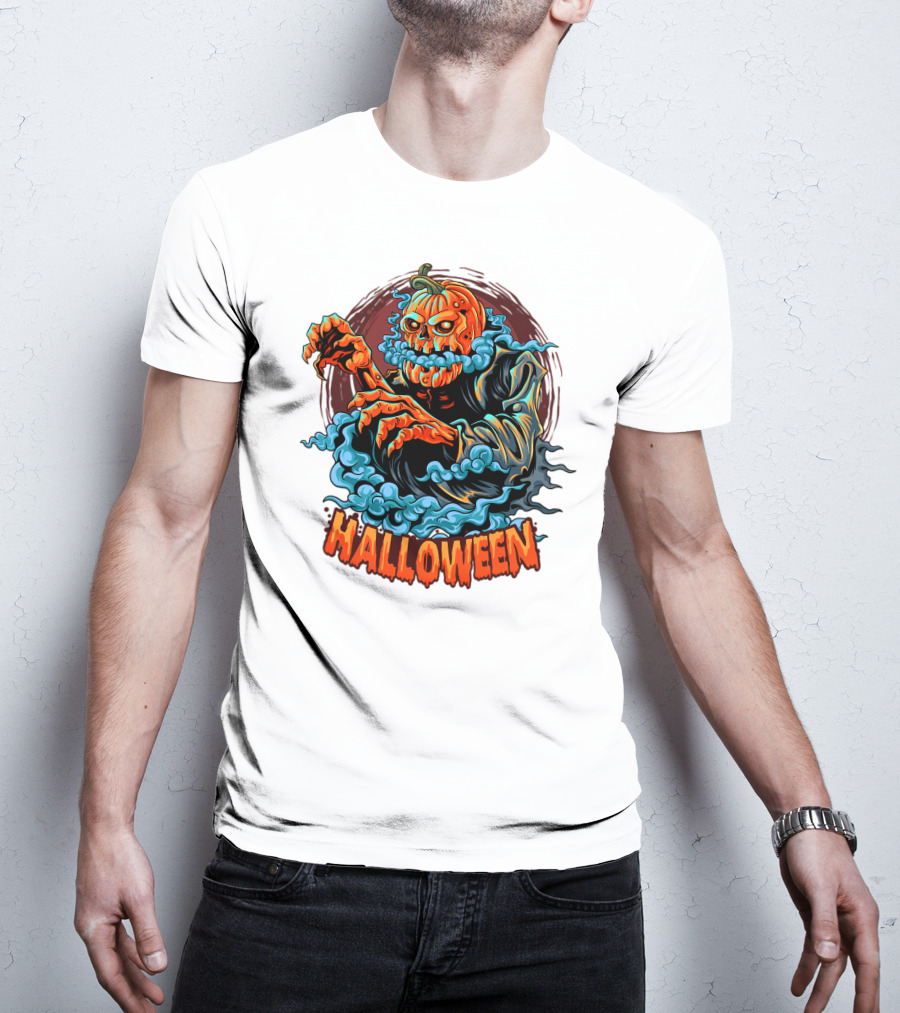 Halloween Pumpkin-Headed Zombie With Ghoulish Aura T-Shirt