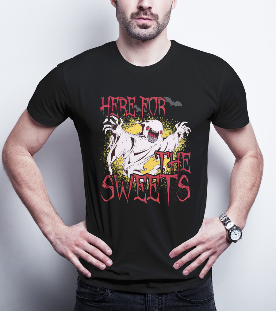 Here For The Sweets Ghost Costume With Ghosts For Halloween T-Shirt