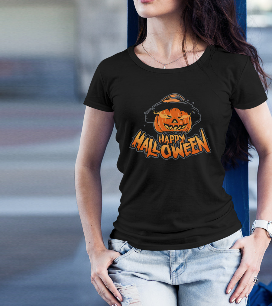 Happy Halloween Pumpkin On Fire T-Shirt