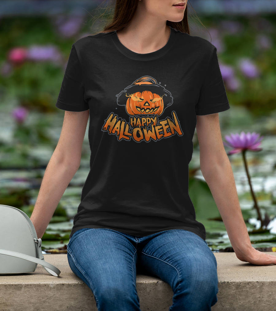 Happy Halloween Pumpkin On Fire T-Shirt