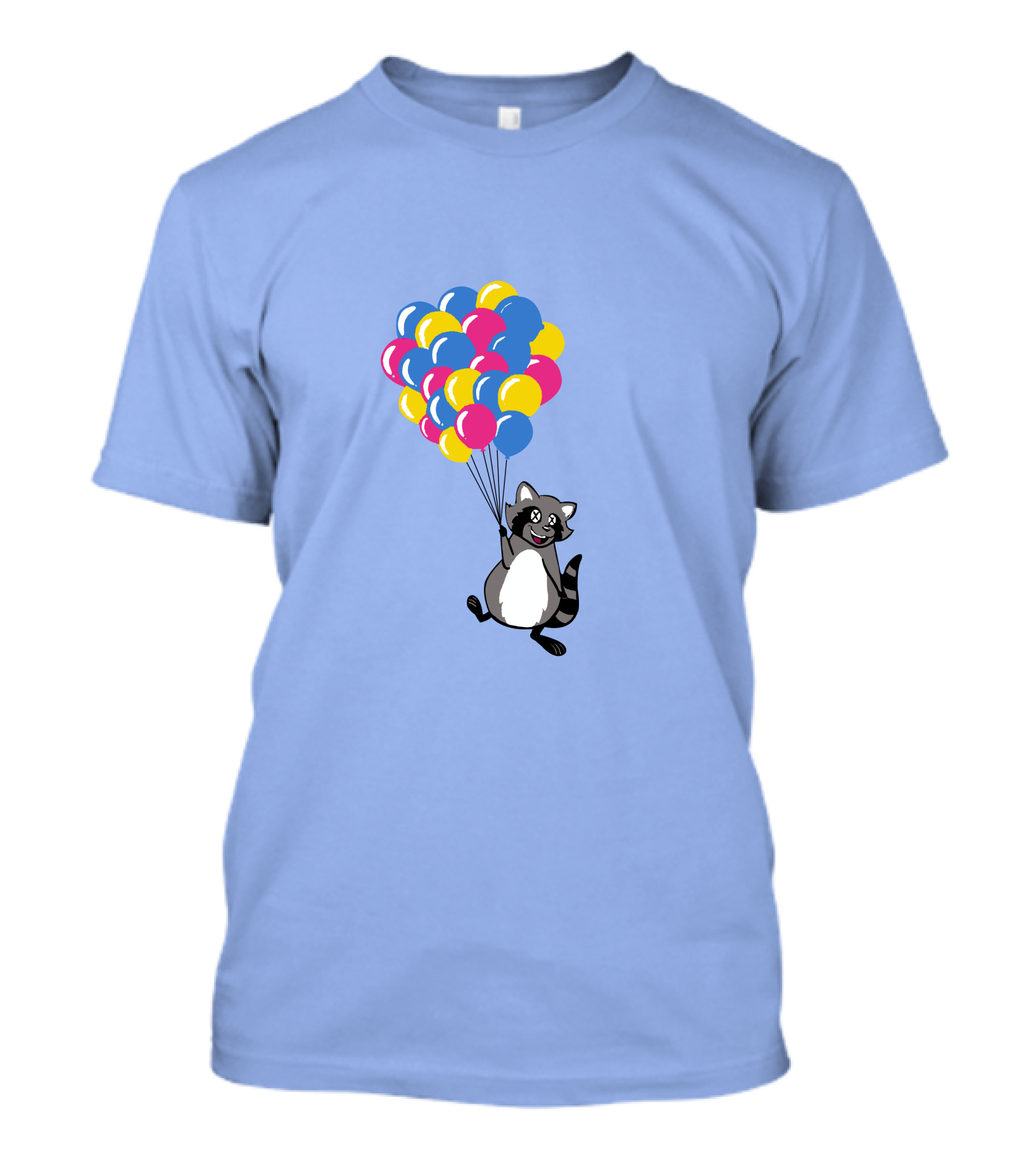 Raccoon Flying With Colorful Balloons T-Shirt
