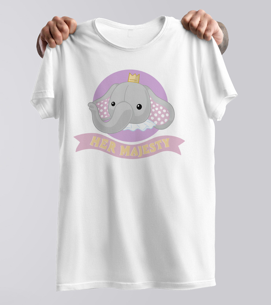 It Takes Two Her Majesty Elephant With Crown And Polka Dot Ears T-Shirt