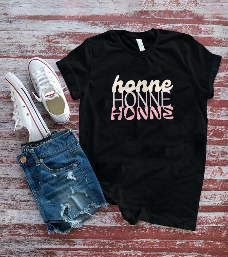 Honne Tmstor Es Store Hello Honne Merch Stonewash Triple Text T-Shirt