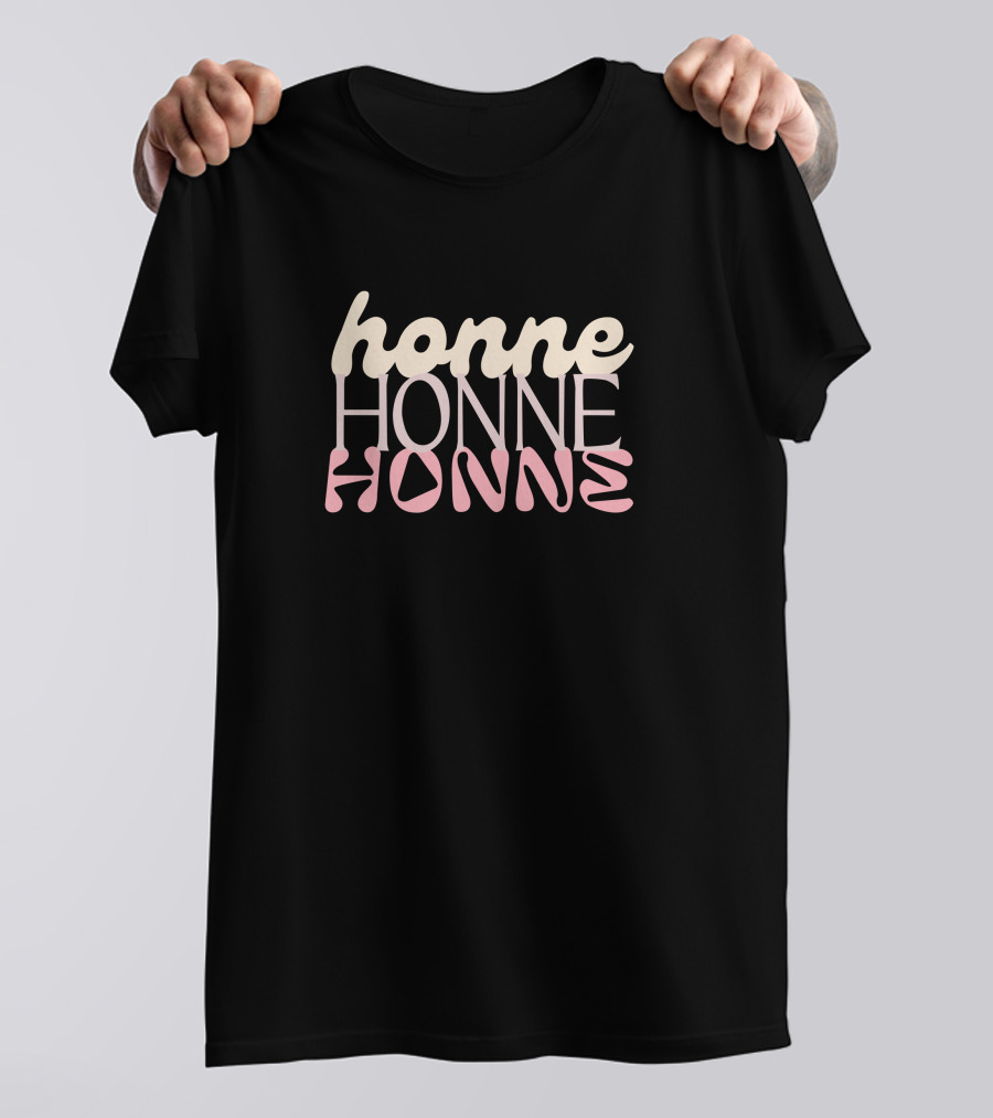 Honne Tmstor Es Store Hello Honne Merch Stonewash Triple Text T-Shirt