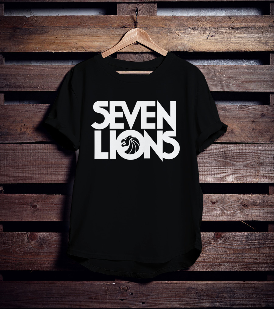 Seven Lions Bold Stacked Text With Lion T-Shirt