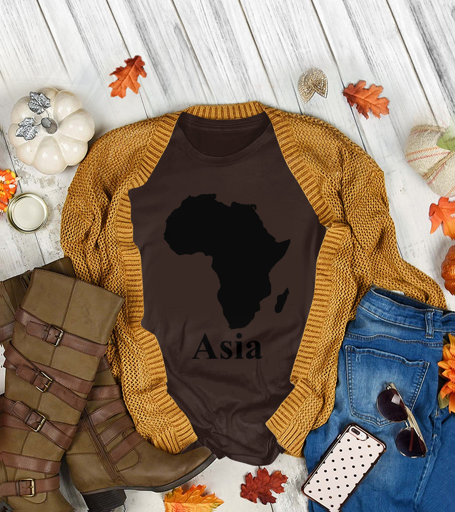 Terrible Maps Asia Map Silhouette Joke T-Shirt