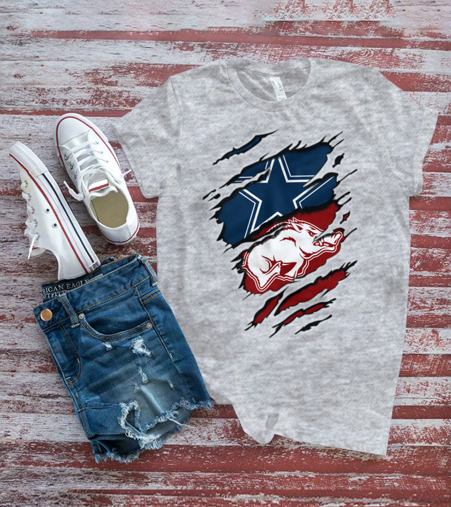 Dallas Cowboys Arkansas Razorbacks Torn T-Shirt