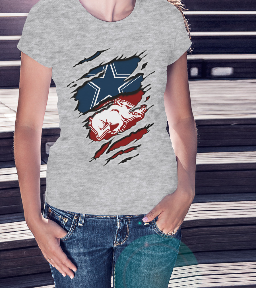 Dallas Cowboys Arkansas Razorbacks Torn T-Shirt