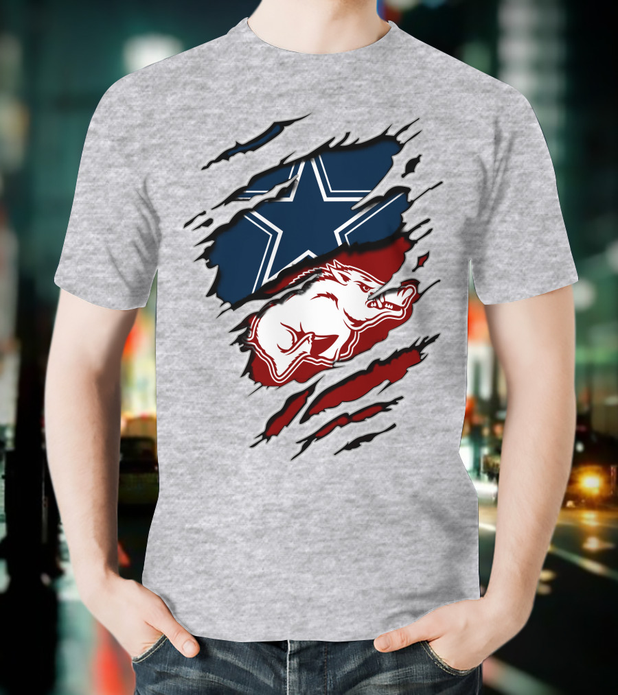 Dallas Cowboys Arkansas Razorbacks Torn T-Shirt