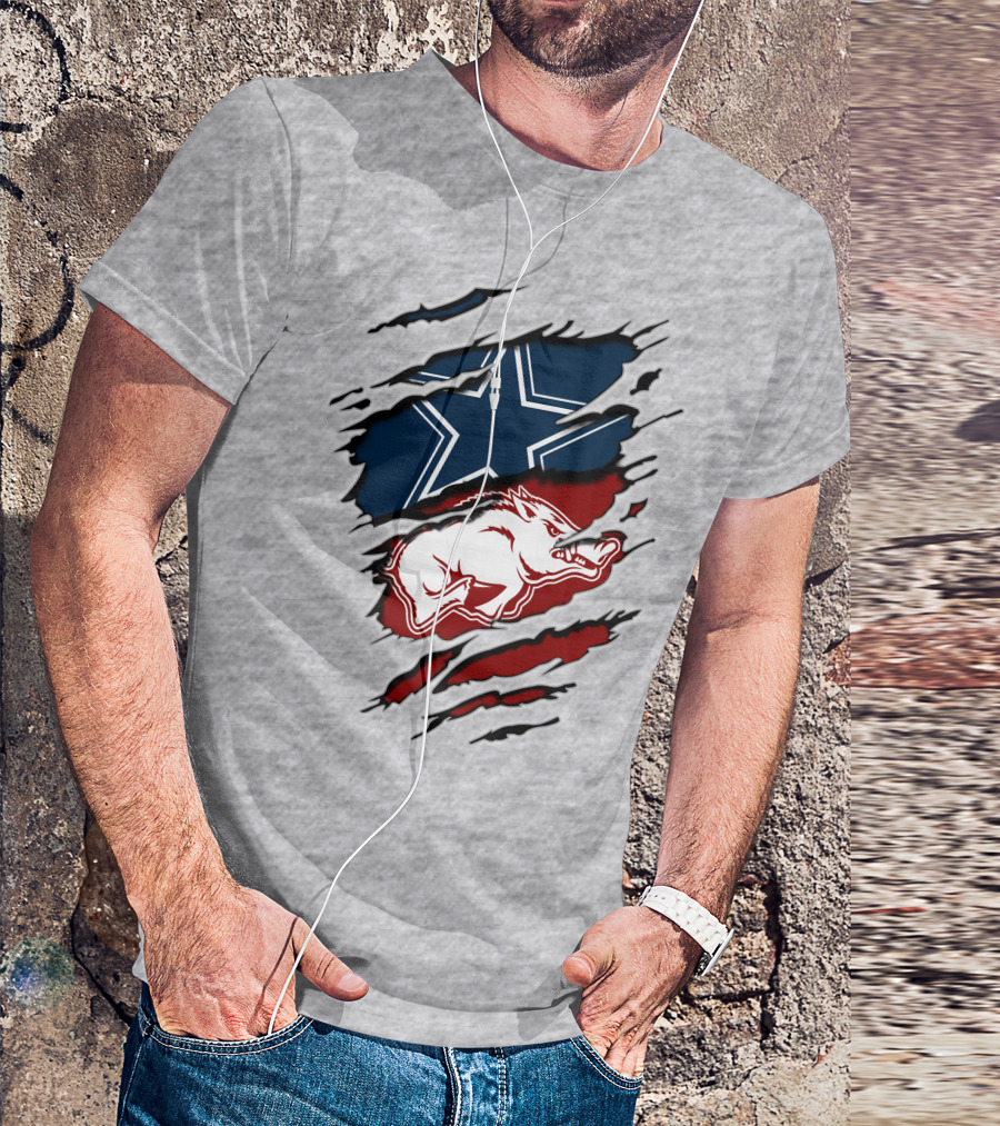 Dallas Cowboys Arkansas Razorbacks Torn T-Shirt