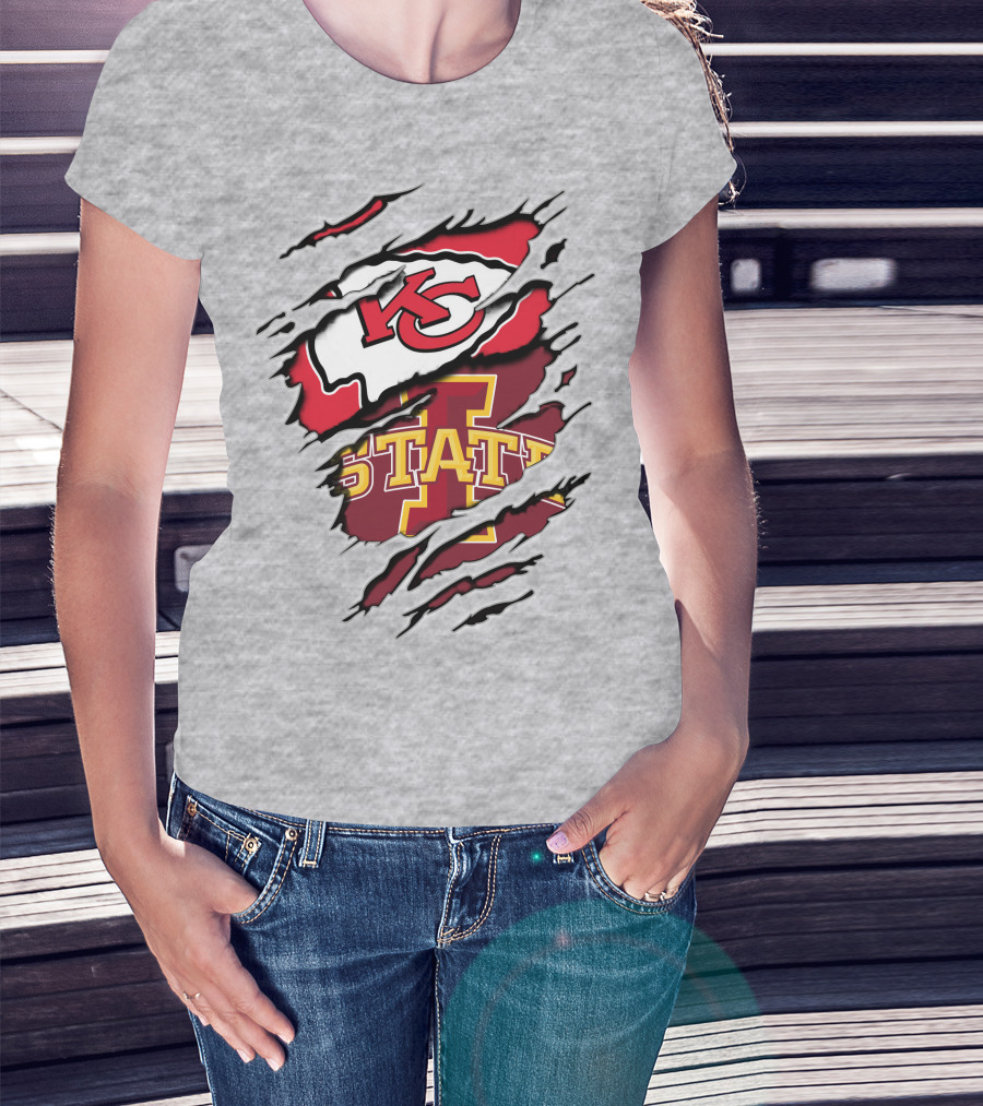 Kansas City Chiefs Iowa State Cyclones Torn T-Shirt