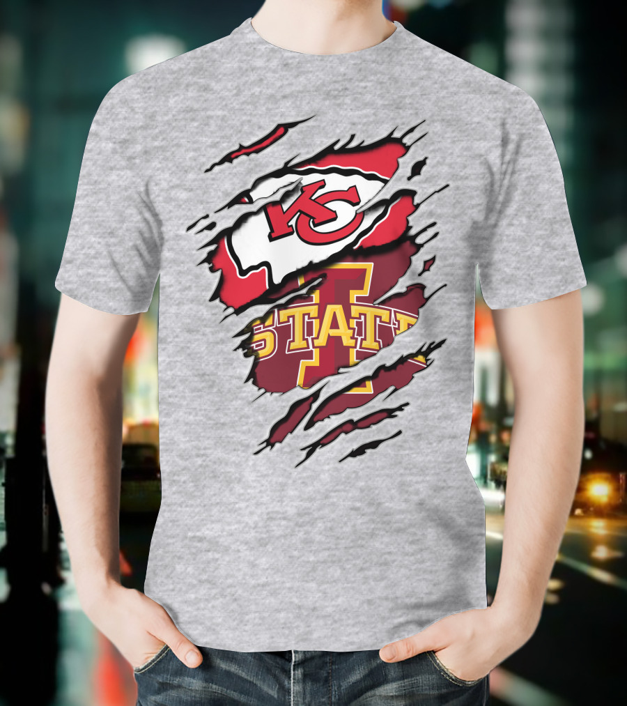 Kansas City Chiefs Iowa State Cyclones Torn T-Shirt