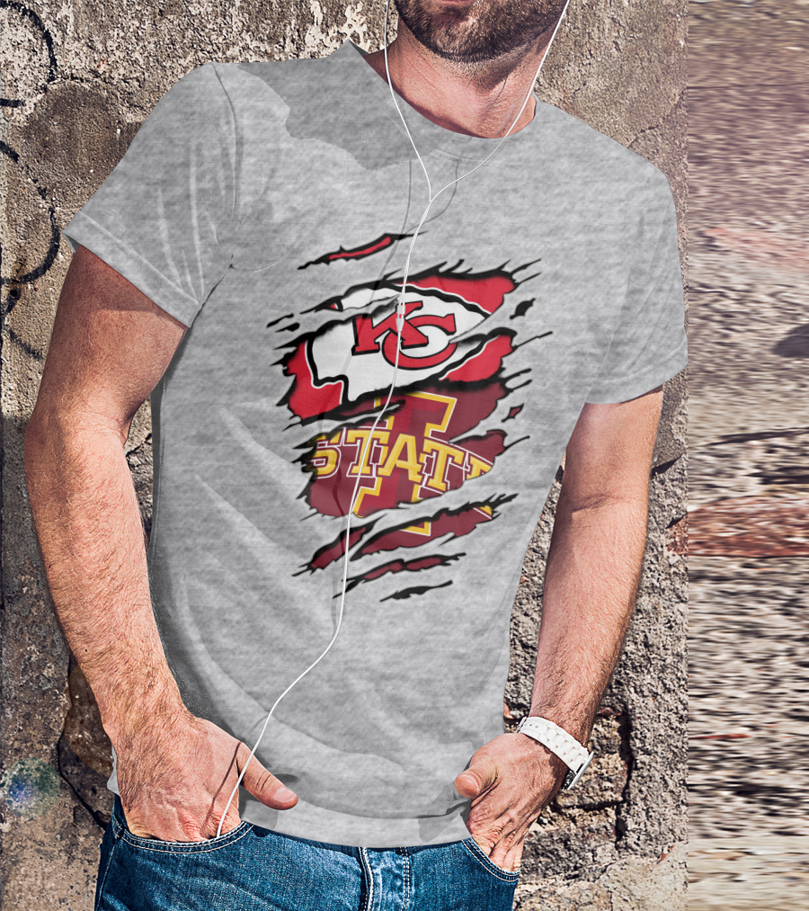 Kansas City Chiefs Iowa State Cyclones Torn T-Shirt