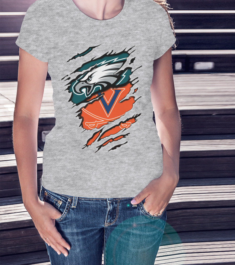 Eagles And Cavaliers Fan Crossover Torn Legacy T-Shirt