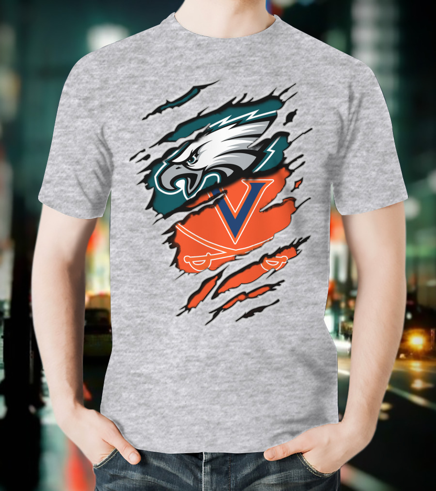 Eagles And Cavaliers Fan Crossover Torn Legacy T-Shirt