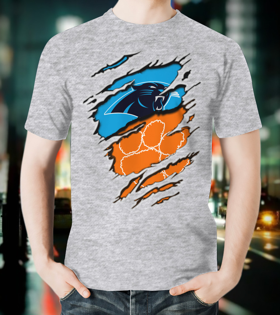 Carolina Panthers Clemson Tigers Paw Scratch T-Shirt