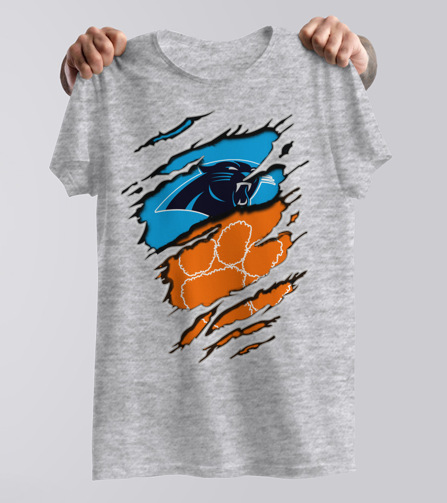 Carolina Panthers Clemson Tigers Paw Scratch T-Shirt