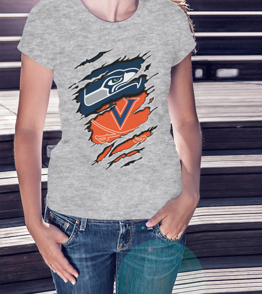 Seattle Seahawks Virginia Cavaliers Claw T-Shirt