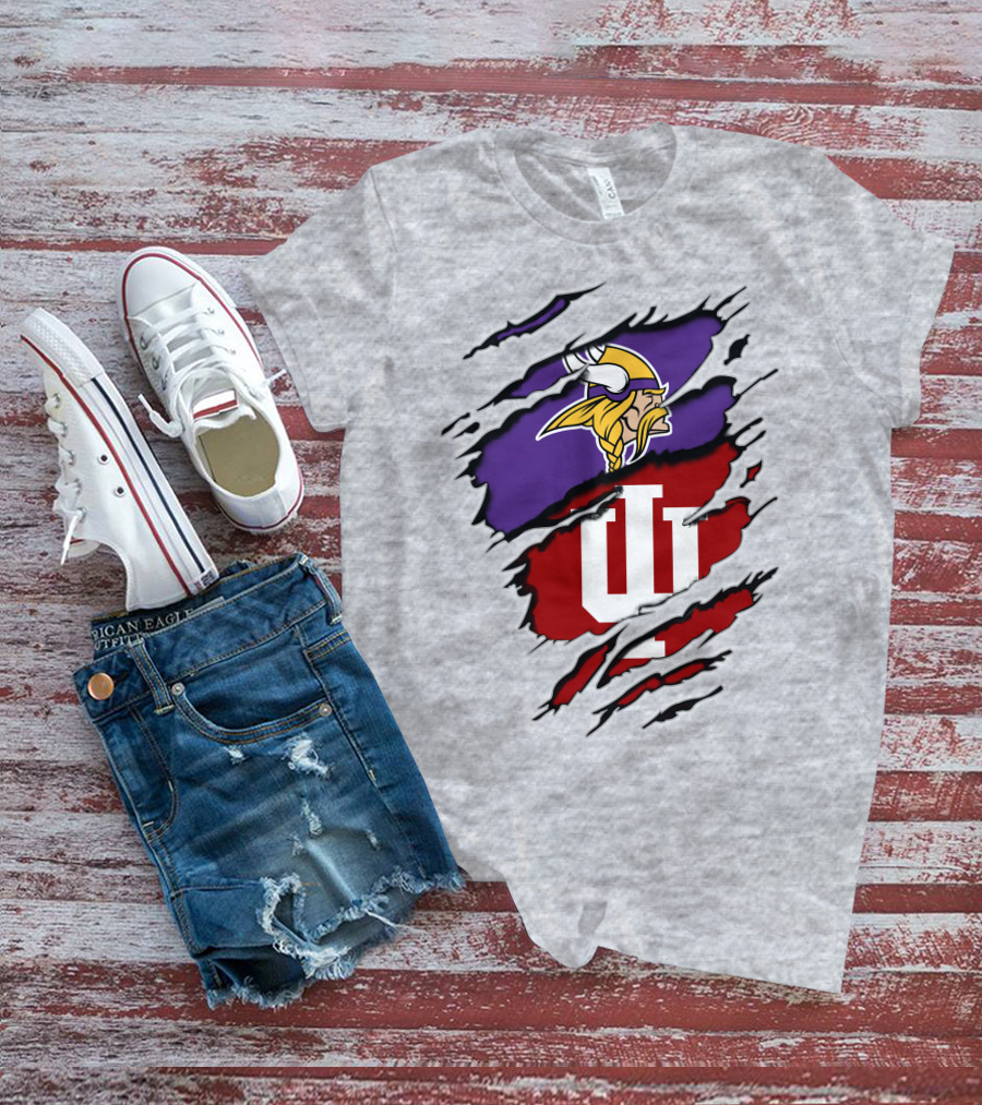 Vikings Indiana Hoosiers Torn Logo Mashup T-Shirt
