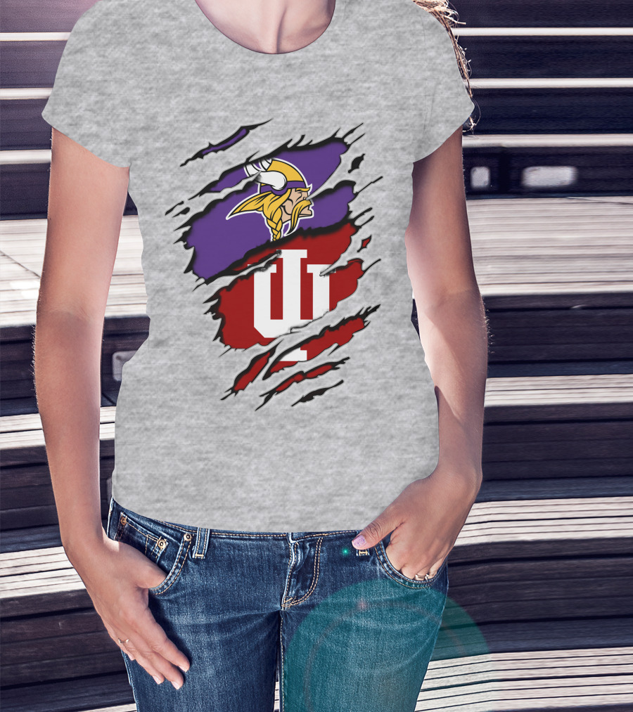 Vikings Indiana Hoosiers Torn Logo Mashup T-Shirt
