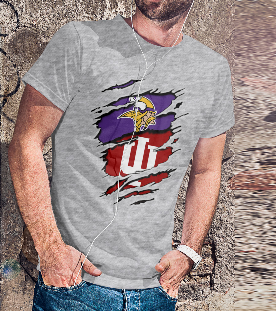 Vikings Indiana Hoosiers Torn Logo Mashup T-Shirt
