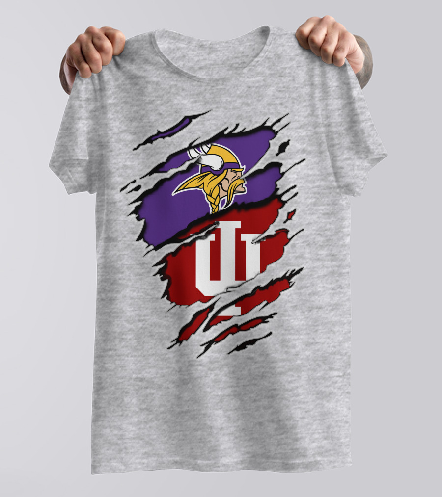 Vikings Indiana Hoosiers Torn Logo Mashup T-Shirt