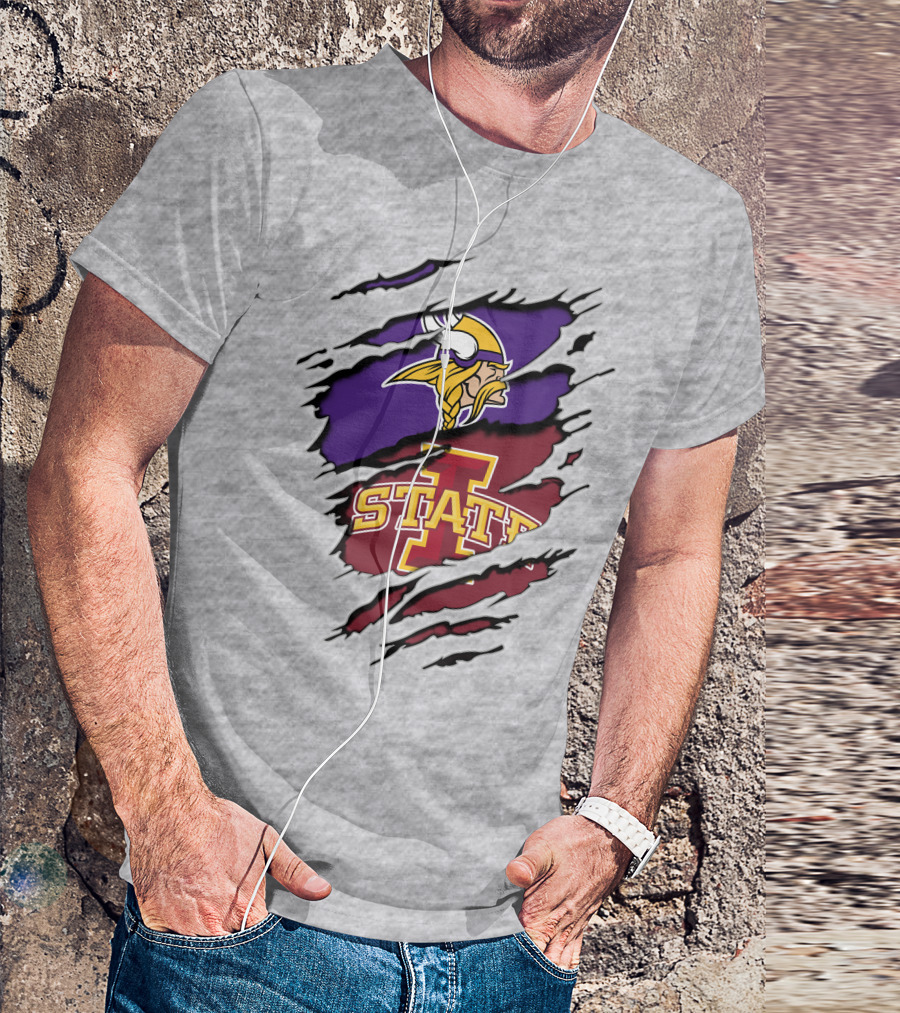 Minnesota Vikings Iowa State Cyclones Ripped T-Shirt