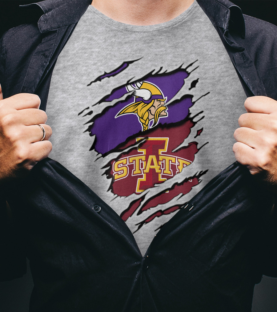 Minnesota Vikings Iowa State Cyclones Ripped T-Shirt