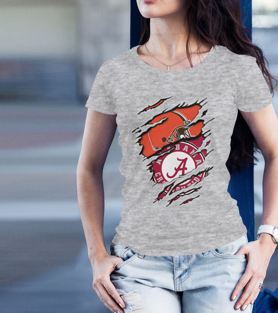 Cleveland Browns Helmet Alabama Crimson Tide Fan Gear T-Shirt