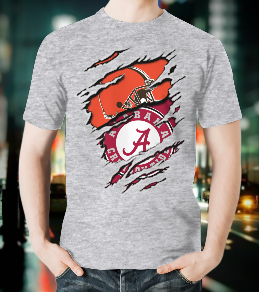 Cleveland Browns Helmet Alabama Crimson Tide Fan Gear T-Shirt