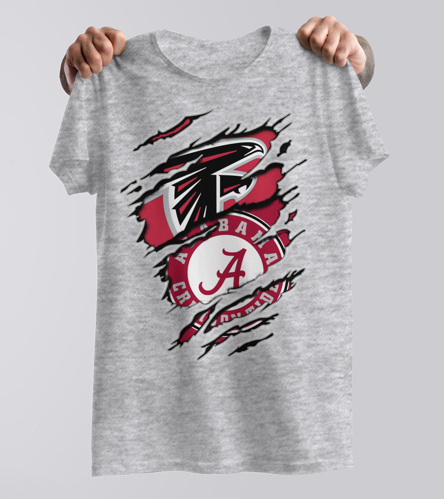 Alabama Crimson Tide Atlanta Falcons Ripped T-Shirt