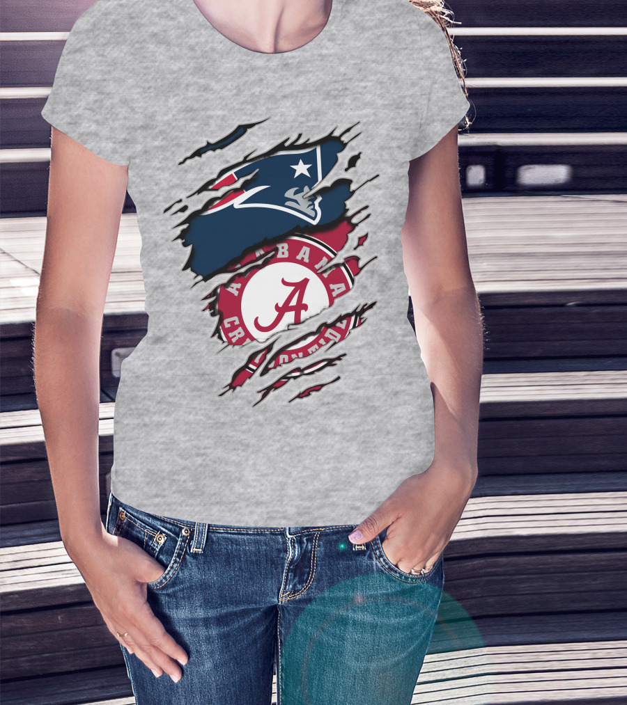 Alabama Crimson Tide New England Patriots Fan Crossover T-Shirt