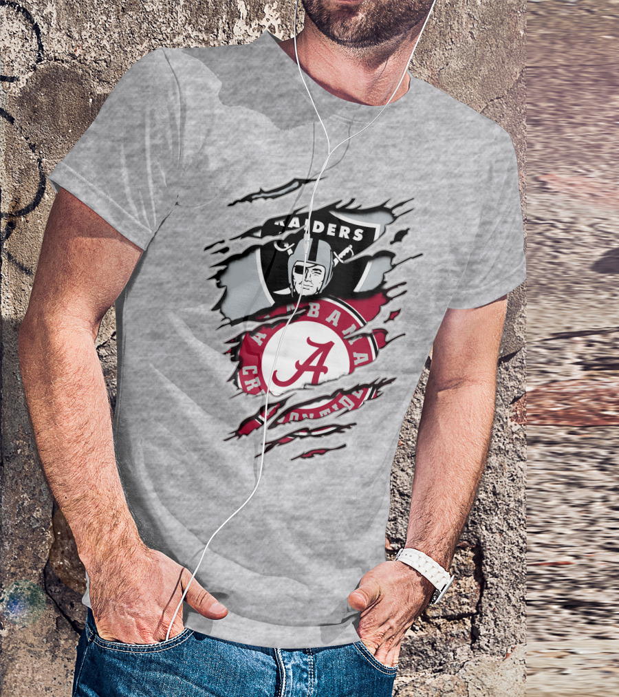 Alabama Crimson Tide Raiders Logo Mashup With Helmeted Mascot T-Shirt
