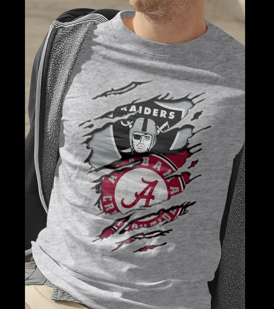 Alabama Crimson Tide Raiders Logo Mashup With Helmeted Mascot T-Shirt