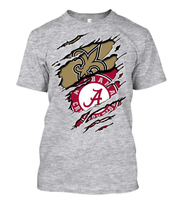 Alabama Crimson Tide New Orleans Saints Logo Mashup T-Shirt
