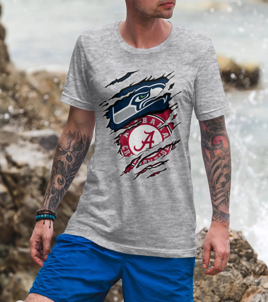 Seahawks Alabama Crimson Tide Football Fusion T-Shirt